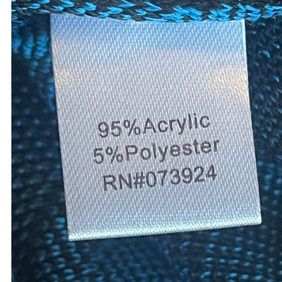 Women's Ming Wang Blue Black Diamond Print Knit Cardigan Jacket Size PM - Picture 5 of 6